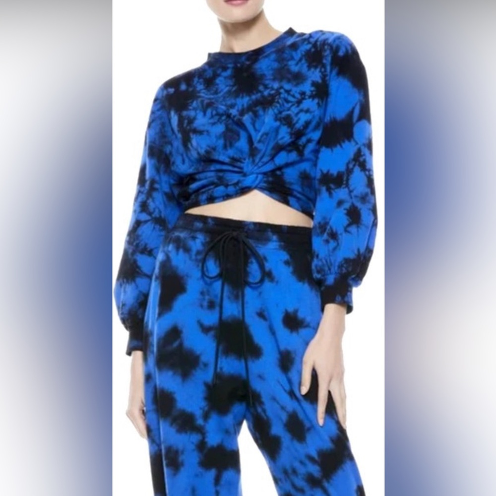 NWT: XL Alice + Olivia Tie-dye Cropped Ruched Sweatshirt Top